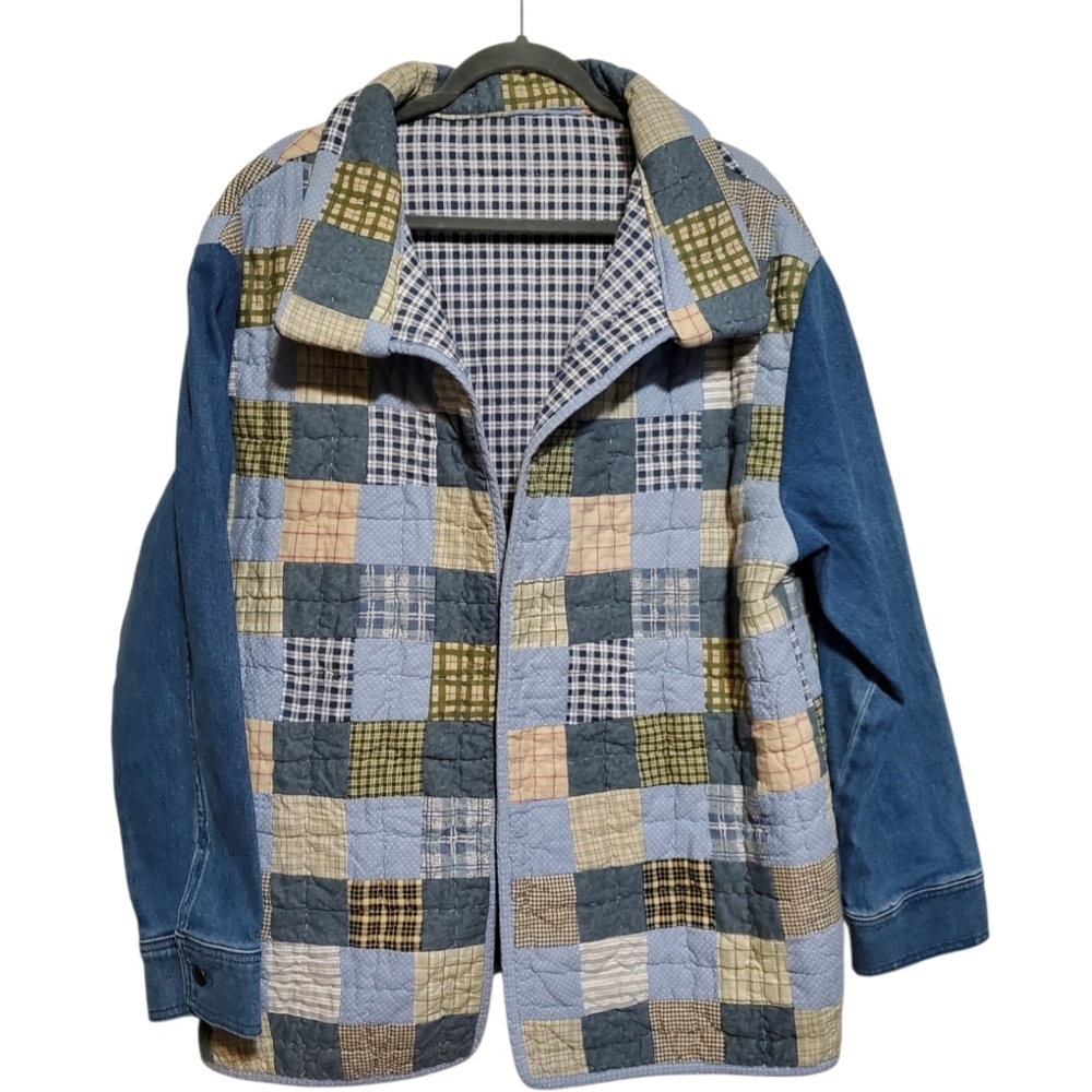 Patchwork Denim Jean Jacket - image 1
